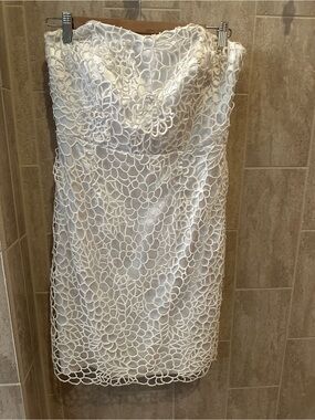 Ann Taylor White Strapless Floral Lace Dress
